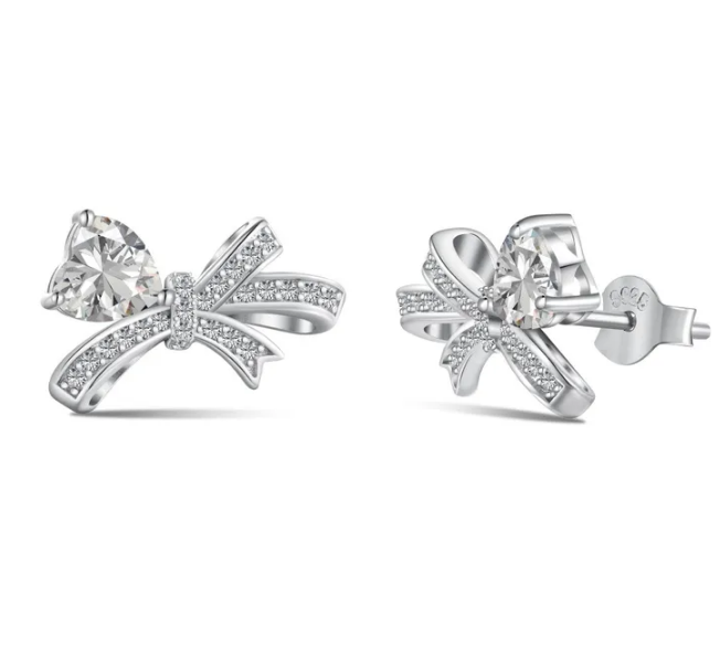 "TWINKLE BOW" SILVER EARRINGS