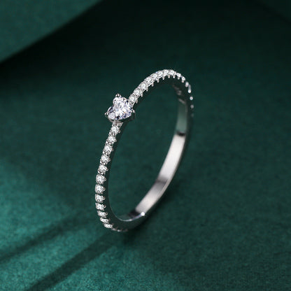 "DELICATE HEART" SILVER RING