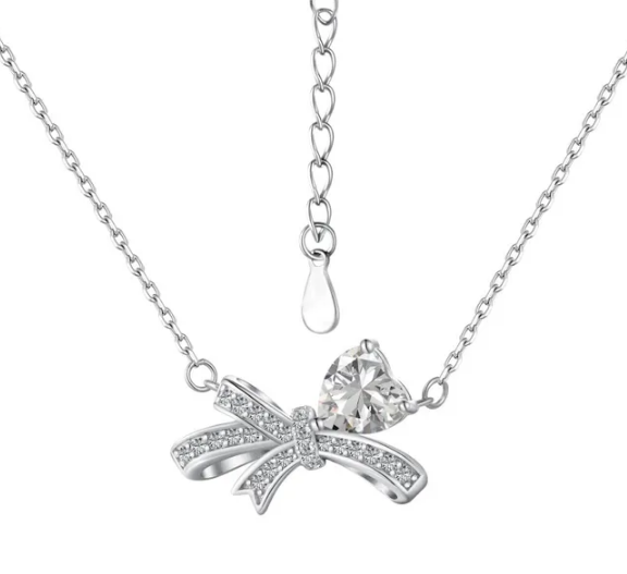"TWINKLE BOW" SILVER NECKLACE