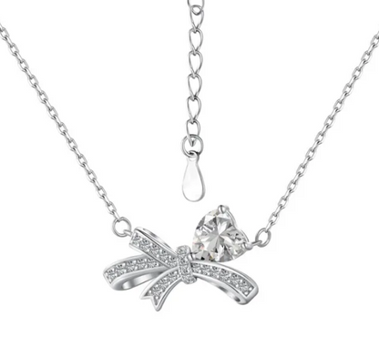 "TWINKLE BOW" SILVER NECKLACE