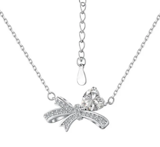 "TWINKLE BOW" SILVER NECKLACE