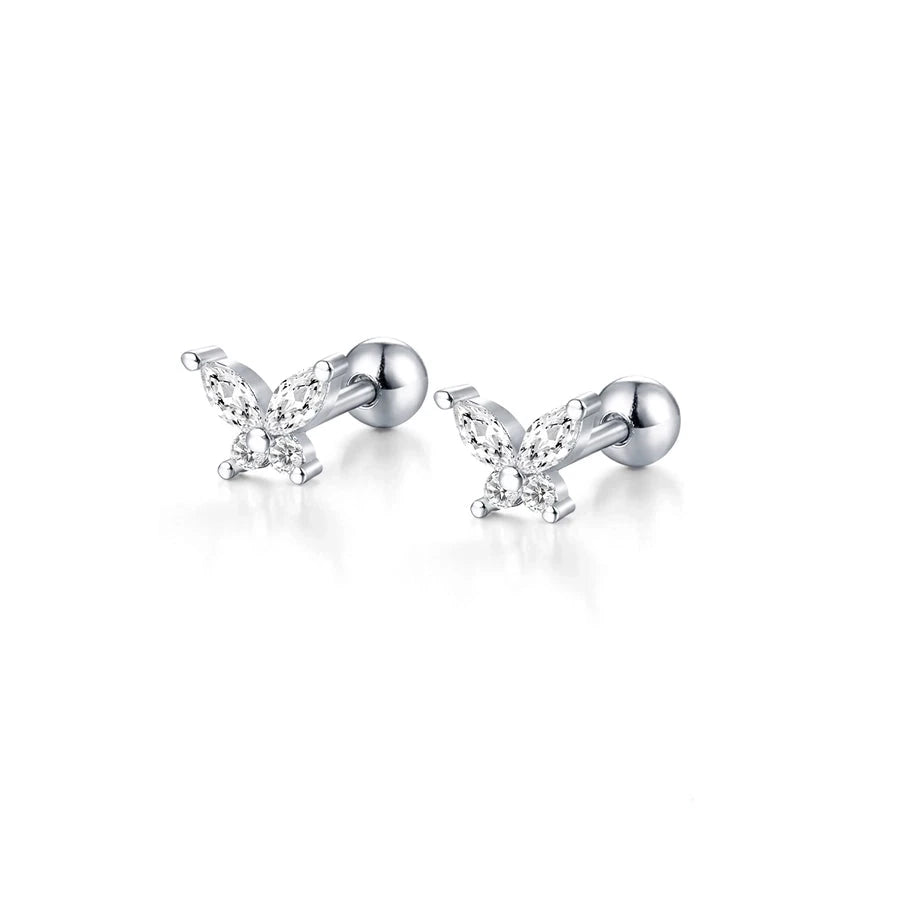 "BUTTERFLY GRACE" SILVER STUD EARRINGS